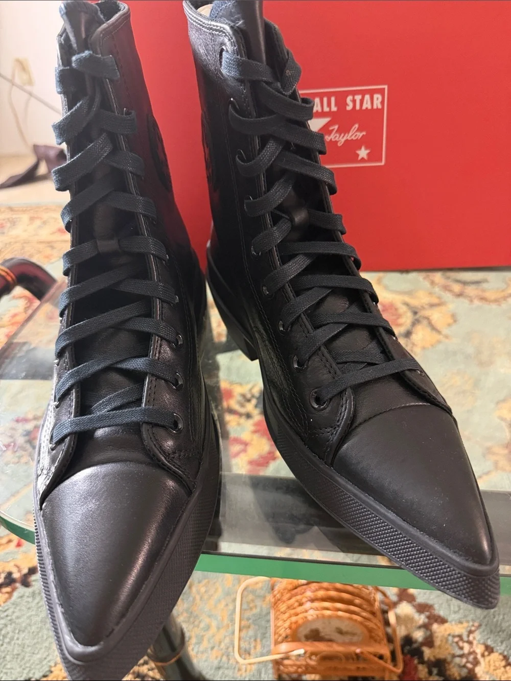 Converse Chuck 70 De Luxe leather cowboy boots in black 10.NWT